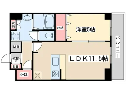 ディームス新大阪(1LDK/13階)の間取り写真