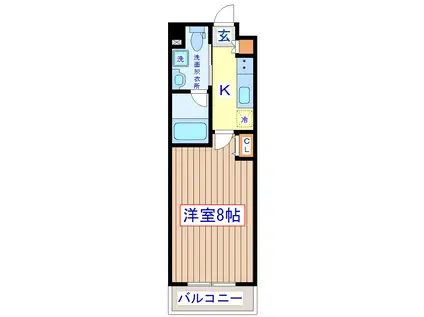 ザ・ブリスフルフォート仙台駅東(1K/6階)の間取り写真