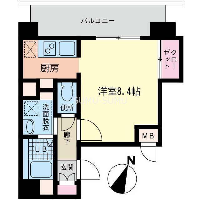 森ビル(1K/4階)の間取り写真
