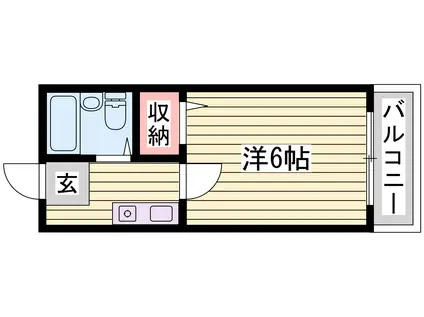 シエスタ姫路(1K/2階)の間取り写真