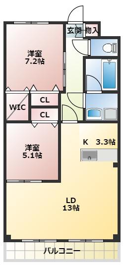 インペリアル南大高(2LDK/1階)の間取り写真