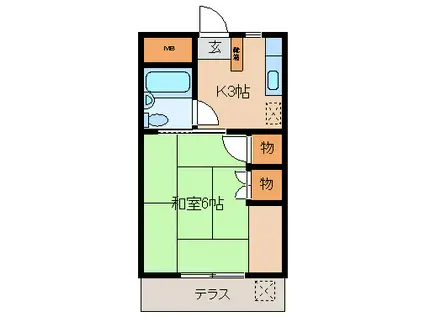 きよみハイツ(1K/1階)の間取り写真