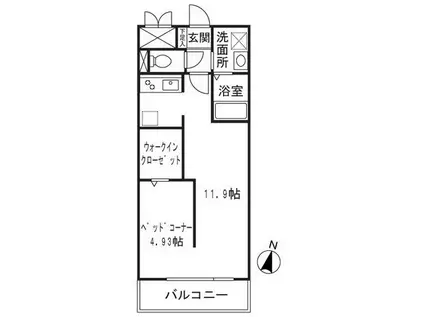 フレア・F(ワンルーム/2階)の間取り写真