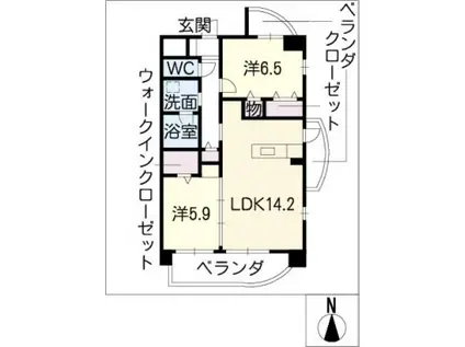 プレジオ リラ(2LDK/4階)の間取り写真