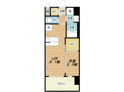 セレニテ十三ミラク(1LDK/11階)の間取り写真