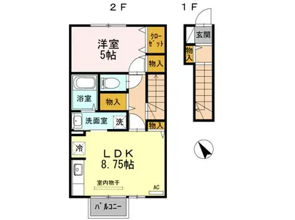 D-ROOMルフィー(1LDK/2階)の間取り写真