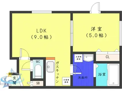 ステージノア北円山(1LDK/4階)の間取り写真