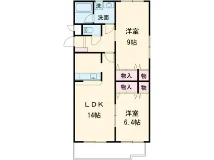 レジデンス緑ヶ丘(2LDK/2階)の間取り写真