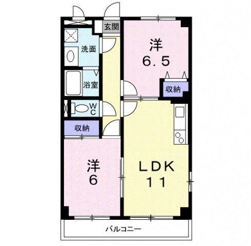アンソレイエ(2LDK/2階)の間取り写真