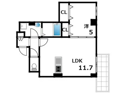 ソリティア芦屋西(1LDK/2階)の間取り写真