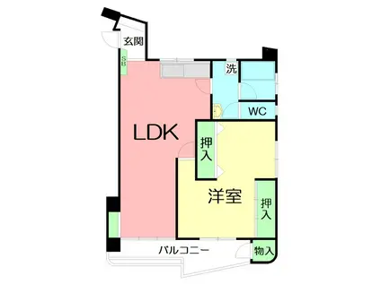 オーク室町(1LDK/4階)の間取り写真