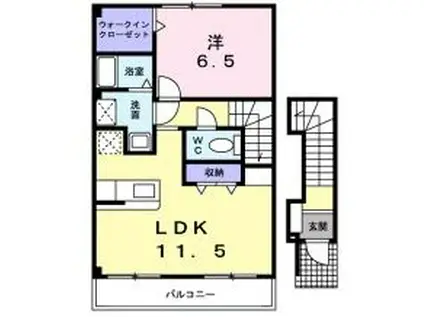 ニルヴァーナ ウーノ(1LDK/2階)の間取り写真