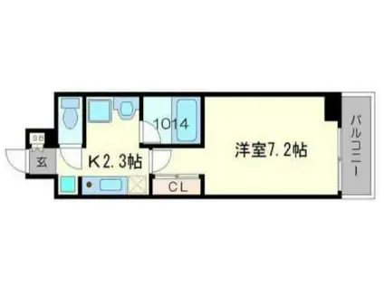 S-FORT桜川南(1K/6階)の間取り写真