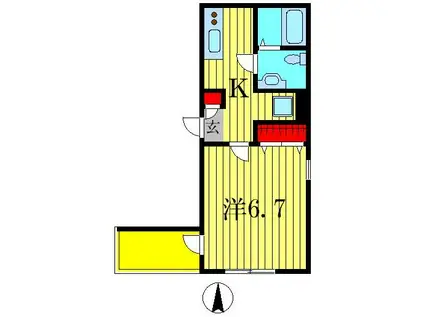 WINDY GEN(1K/1階)の間取り写真