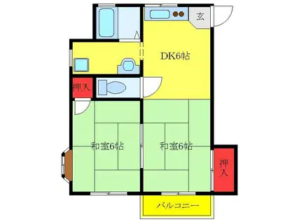 ペアコーポ(2DK/2階)の間取り写真