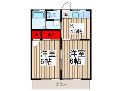 新井ハイツ(2K/1階)の間取り写真