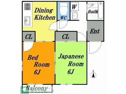 えふ・がーでん(2DK/2階)の間取り写真