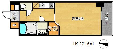 グレンパーク兵庫駅前(1K/8階)の間取り写真
