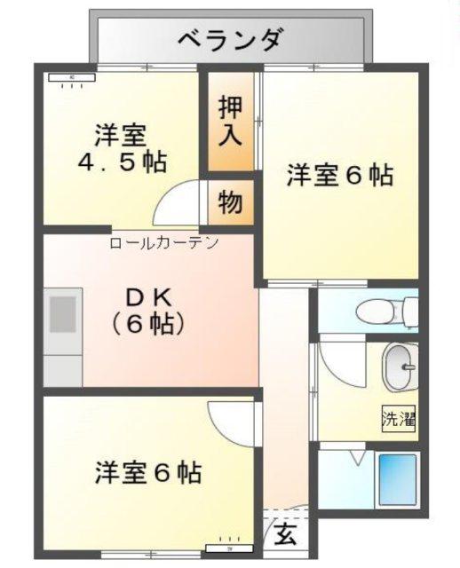 グリーンハイツ北平野(3DK/4階)の間取り写真