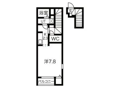 ノルウェーの森(1K/2階)の間取り写真