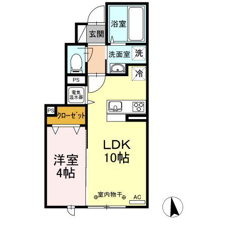 ブリーズD(1LDK/1階)の間取り写真