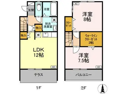 オリオン浅野(2LDK/1階)の間取り写真