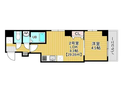 FREESIA梅島(1LDK/2階)の間取り写真