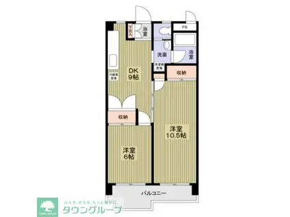 日香苑I(2DK/2階)の間取り写真