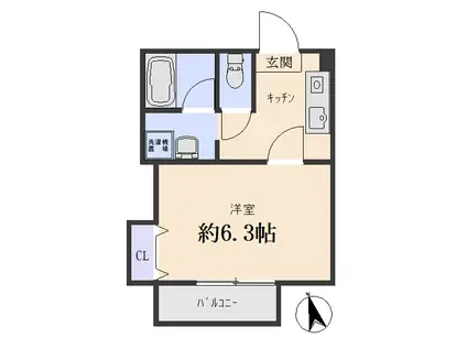 サンステージ上大岡(1K/1階)の間取り写真