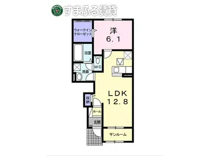 エルピーダ(1LDK/1階)の間取り写真