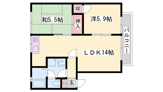グリーンハイツ高砂(2LDK/1階)の間取り写真