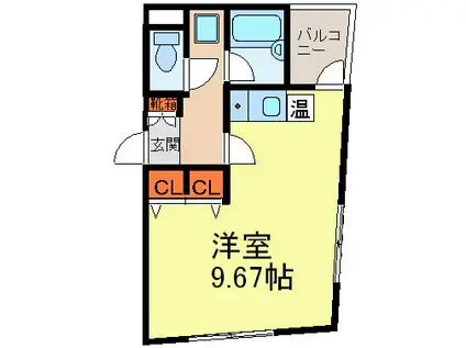 オーク花園(ワンルーム/2階)の間取り写真