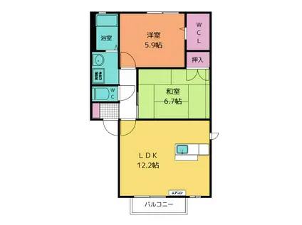 セントフォーレス F(2LDK/2階)の間取り写真