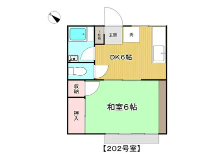 ナカフジハイツ(1DK/2階)の間取り写真