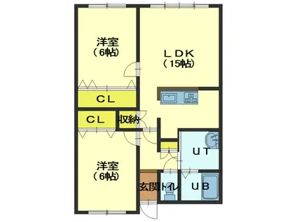 アールズコート(2LDK/2階)の間取り写真