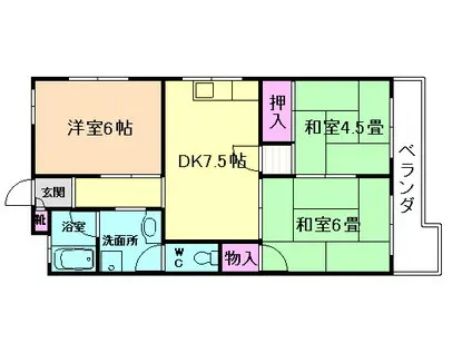 トーアブラン(3DK/2階)の間取り写真