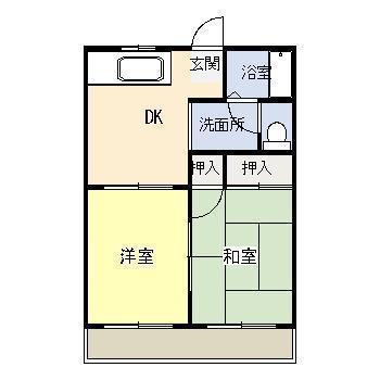 クレヨンハウス(2DK/2階)の間取り写真