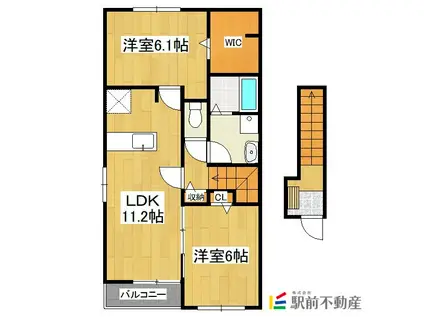 ノーブル筑前I(2LDK/2階)の間取り写真