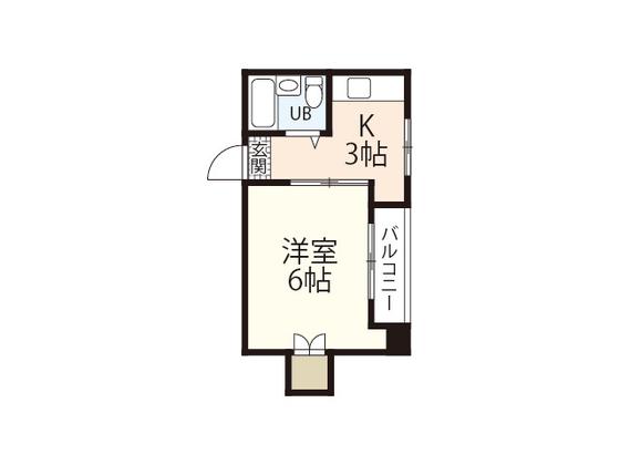 衣笠ビル(1K/3階)の間取り写真