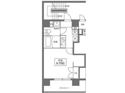 プラティーク日本橋水天宮(1K/4階)の間取り写真