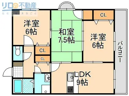 ハウスアイ尼崎(3LDK/2階)の間取り写真