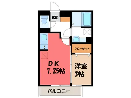 エピナール E(1DK/2階)の間取り写真