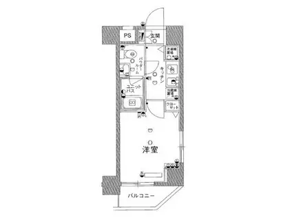 スカイコート都立大学第3(1K/1階)の間取り写真