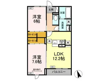 FORENA荒井(2LDK/1階)の間取り写真