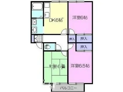 アネシスコート C棟(3DK/2階)の間取り写真