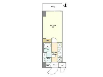 LIME RESIDENCE HIRATSUKA ウエスト(1K/7階)の間取り写真