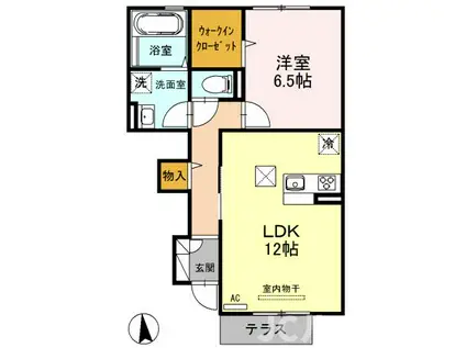 ライフコート上越(1LDK/1階)の間取り写真