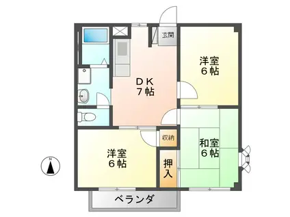 カトルセゾンB(3DK/1階)の間取り写真