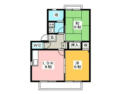 アビタシオン筑池(2DK/2階)の間取り写真