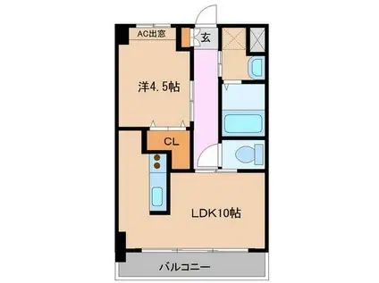 ローゼンコート禄屋(1LDK/8階)の間取り写真
